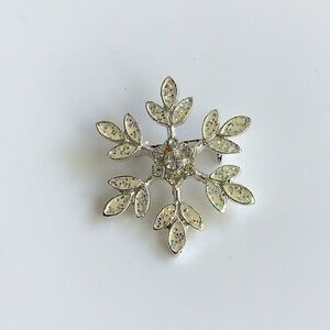 Silver Snowflake Crystal Brooch